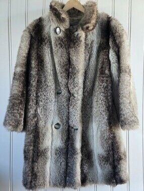 Vintage Sears Tissavel France Faux Fur Plush Long Winter Coat